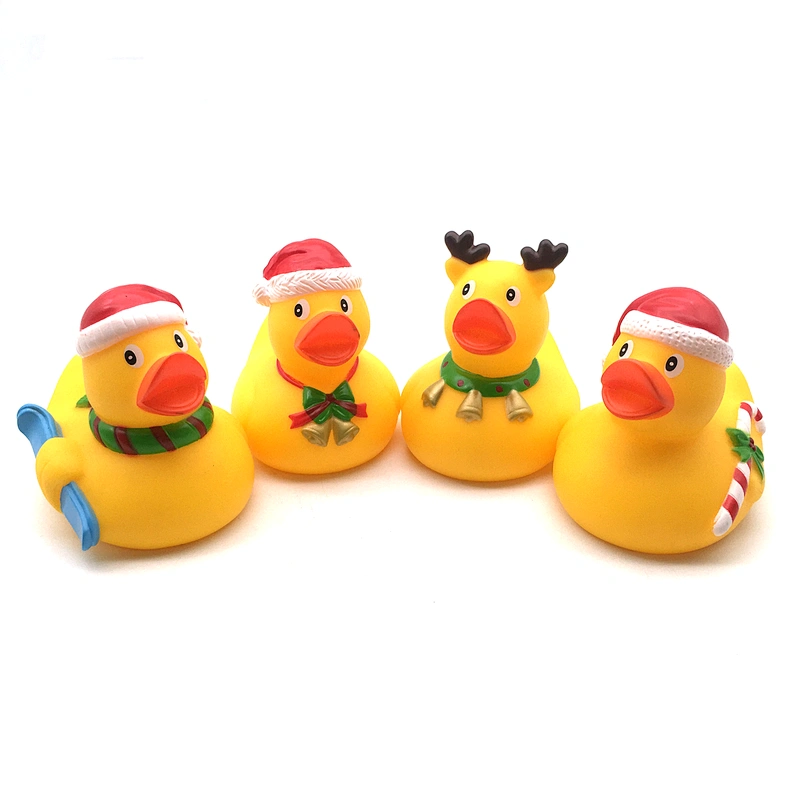 Navidad Custom Christmas Vinyl Animal Little Rubber Plastic Duck water Bath Toys for Baby shower gift
