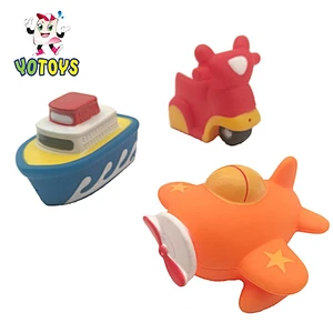 Wholesale Plastic Rubber Truck Cheap Small Little Car Juguetes Squirt Bath Toys for Kids Boys Gift