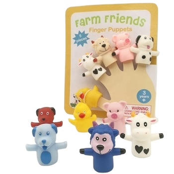 Hot Selling Manufacturer Price 5pcs Farm Animal Family Finger Puppets Bath Educational Toy for Kids