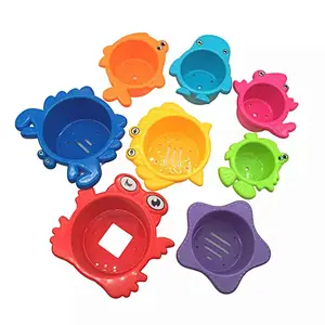 Dongguan Plastic Vinyl Animal Stacking Cup Baby Educational Learning Bath Toys for Toddler Infant Kid
