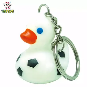 Custom Pvc 3d Soft Rubber Duck Ball sporting football basketball Key Ring Keychain Toy Metal Key chain