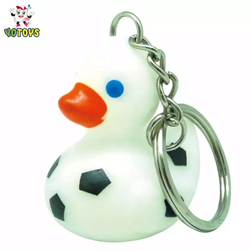 Custom Pvc 3d Soft Rubber Duck Ball sporting football basketball Key Ring Keychain Toy Metal Key chain