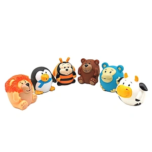 Baby Soft Animal Round Bear Cow Monkey Pig Penguin 6pcs Shape Squirtes Bath Toys for Kids