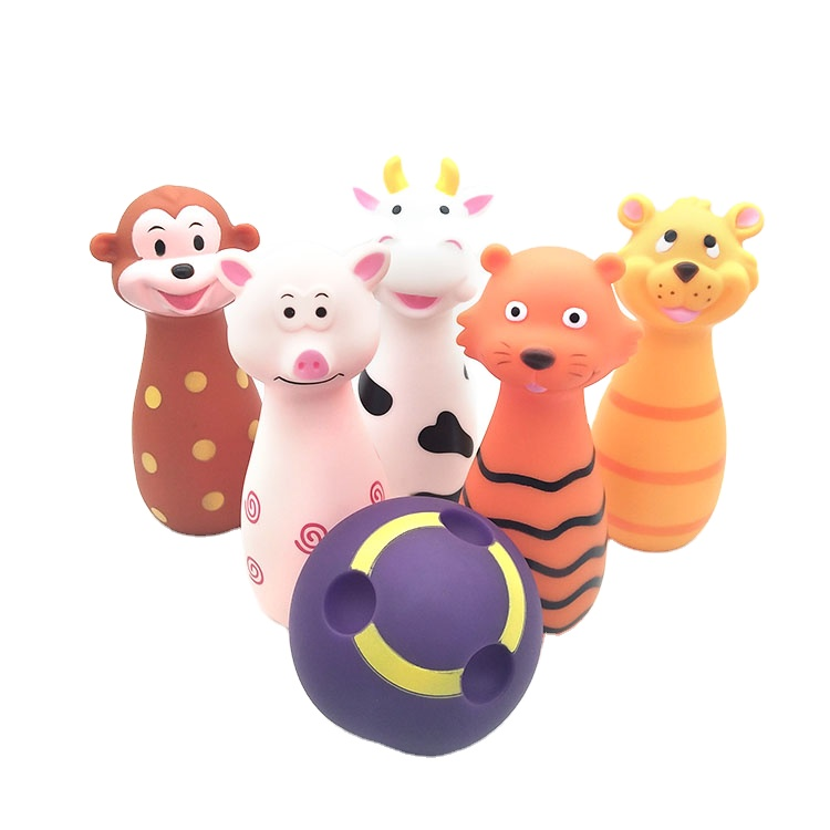 China Wholesale Bowling Ball Game Pig Cat Cow Farm Animal Plastic Baby Ball Educational Toy for Kids