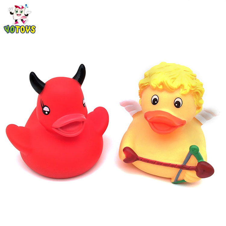 Customized Plastic character Devil Halloween Angel Rubber Duck Duckies Squeaky Bath Toy for Baby