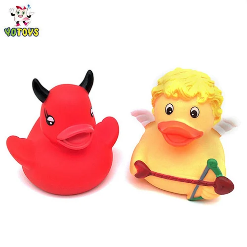 Customized Plastic character Devil Halloween Angel Rubber Duck Duckies Squeaky Bath Toy for Baby