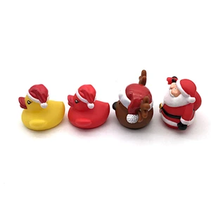 Custom Christmas Vinyl Animal Little Rubber Plastic Duck squirting water Bath bathtub Toys for Baby