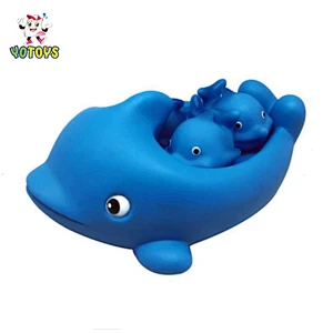 Vinyl Rubber Dolphin Crocodile Floating Animal Family Baby Toys Set Squeaky Bath Toys for Kids