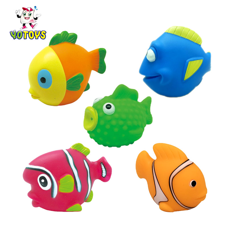 Dongguan factory plastic bath toys floating fish toy rubber fish baby gift set for baby children girls