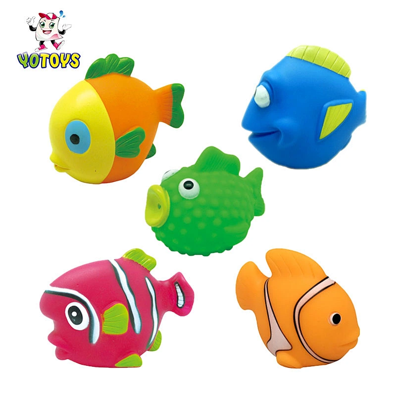 Dongguan factory plastic bath toys floating fish toy rubber fish baby gift set for baby children girls