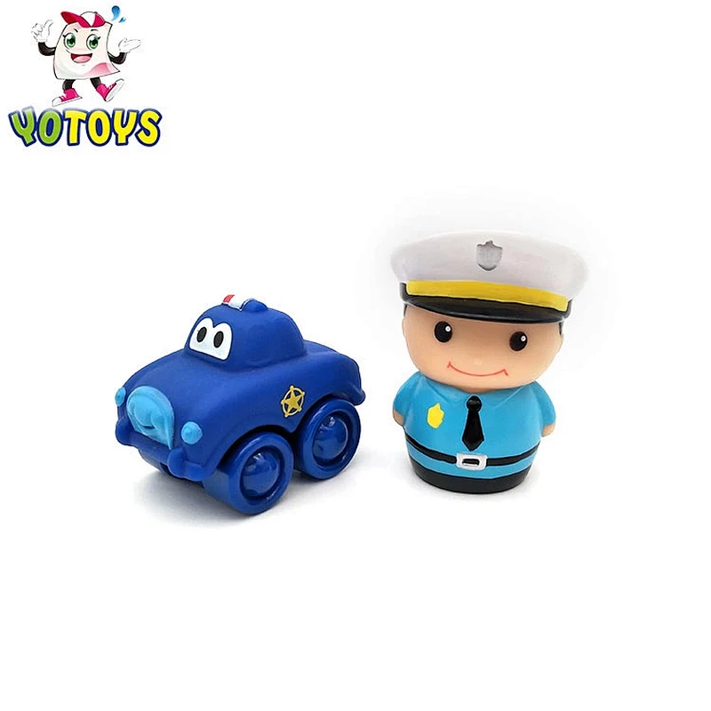 Eco Friendly Plastic Policemen Firemen Figure Ambulance Small Educational Car Toy Set for Boy Babies