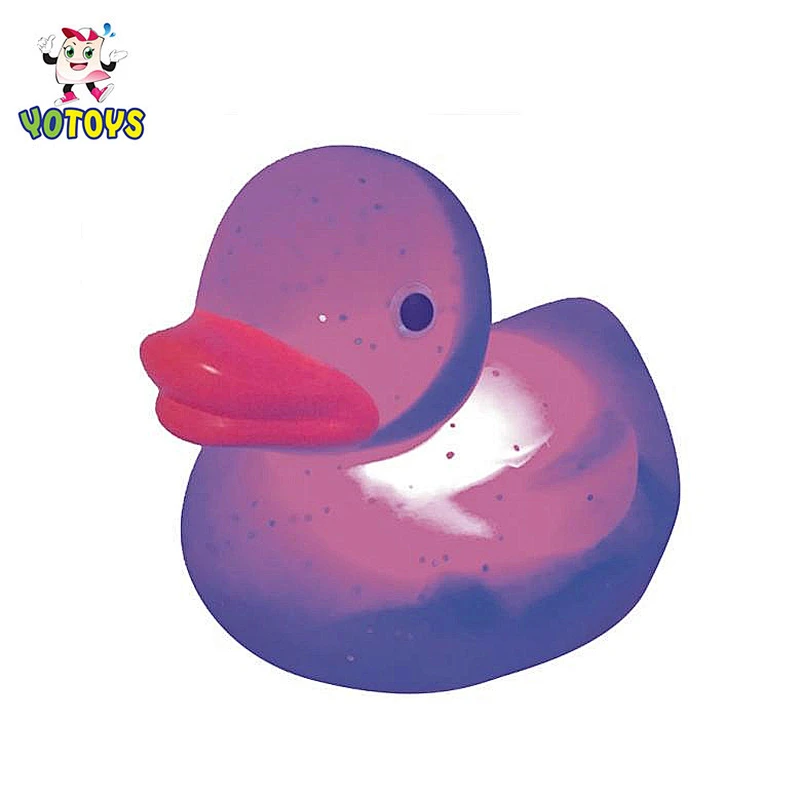 Eco Friendly Rubber PVC Small animal toys Flashing Light up Floating Duck LED Baby Bath Toys for Kids