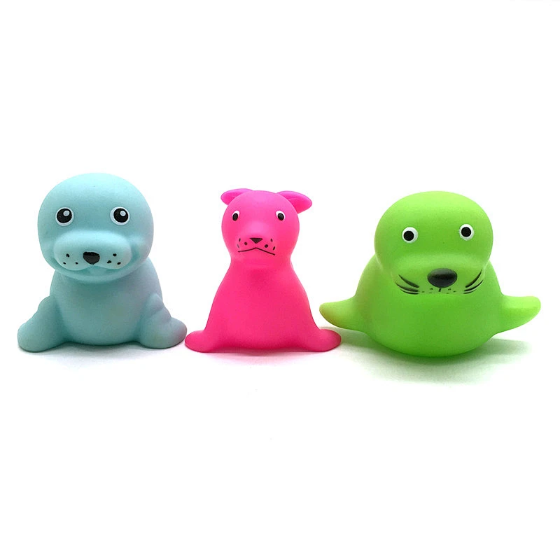 Eco friendly Wholesale Custom Ocean Sea Lion seal Animal PVC squirt Squeaky baby Bath Tub Toy for Kid