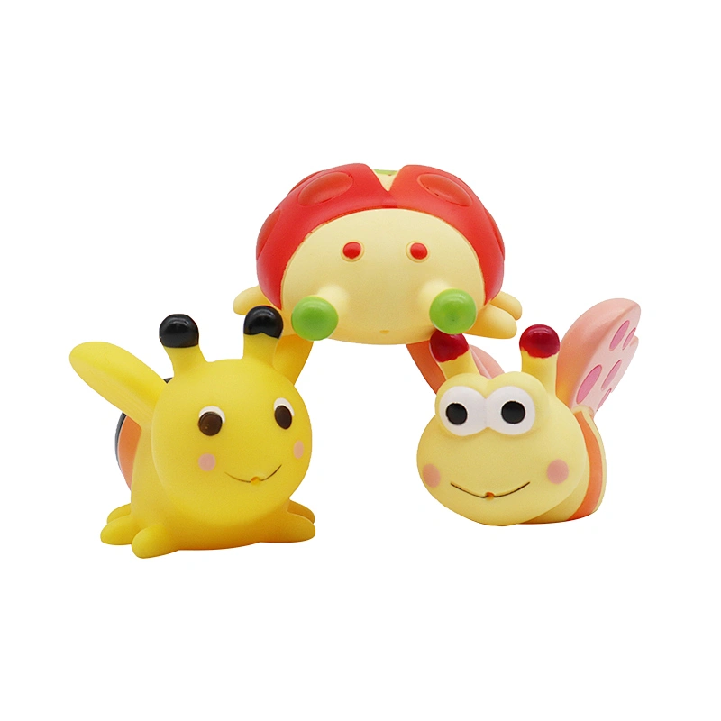 Wholesale PVC Small Garden Flower Insect Animals Baby Squirt water spray Bath game Toys for Kids girl