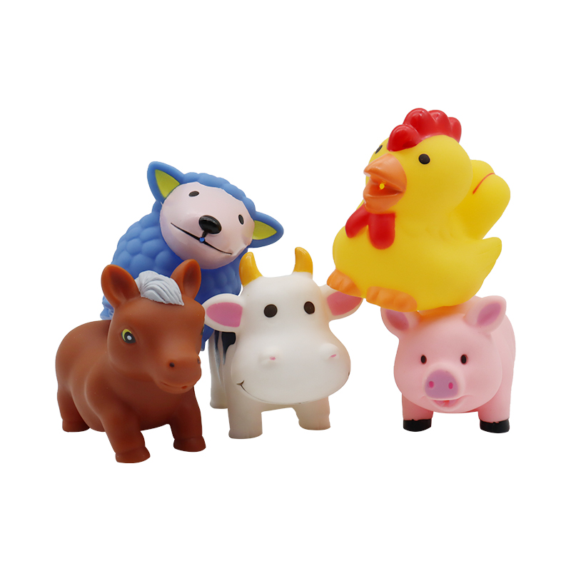Soft Plastic Rubber Farm Animals Characters Figures Toy Water Shower Bath Game Toys for Girl Baby Kid
