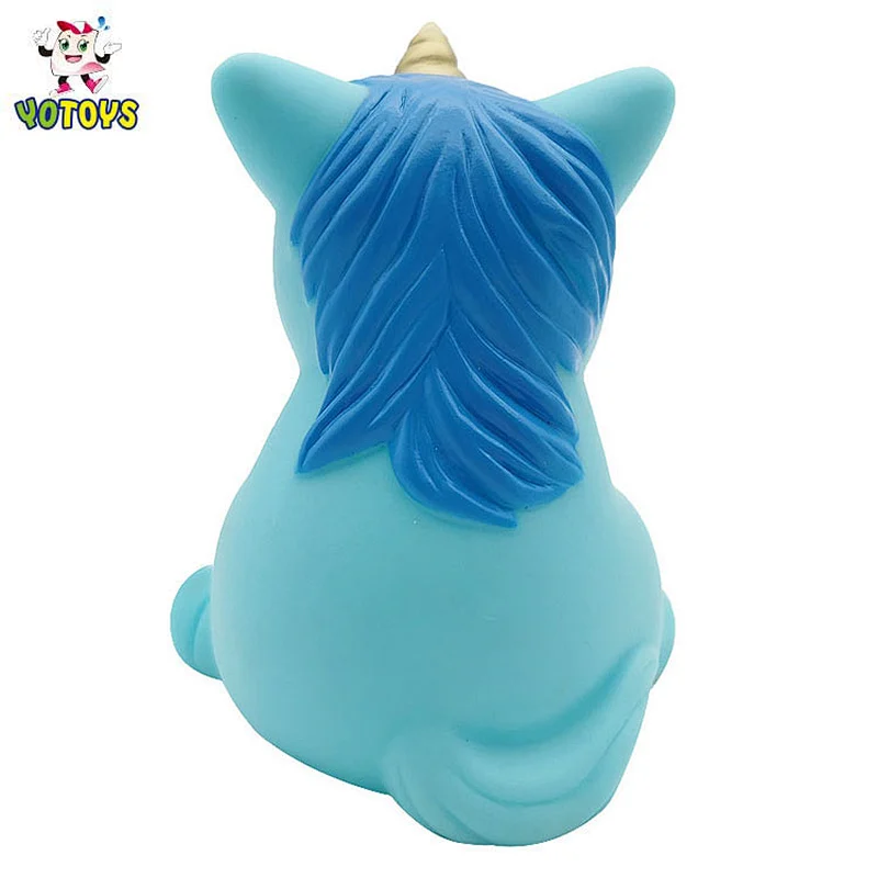 Custom plastic small blue unicorn animal figure world boys water shower baby bath toys for kids infant