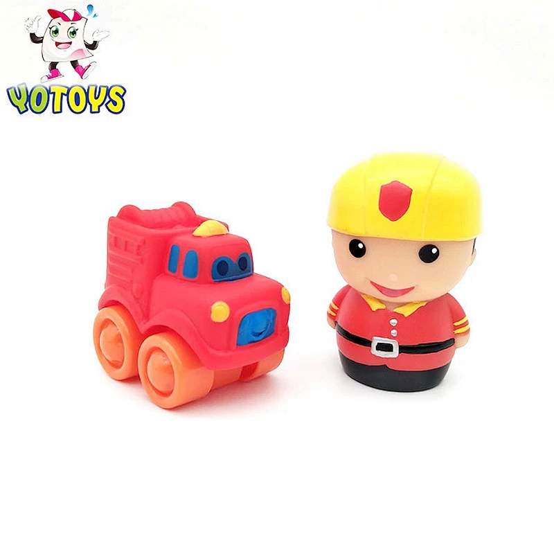 Eco Friendly Plastic Policemen Firemen Figure Ambulance Small Educational Car Toy Set for Boy Babies