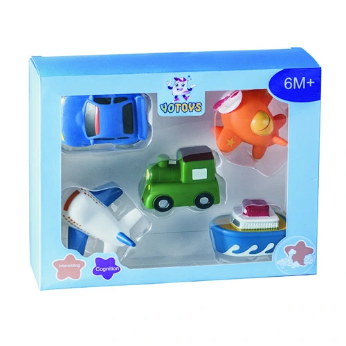 Wholesale Soft Rubber Car Toys Set Train Helicopter Airplane Squirt water shower Bathroom Toys for Kids Boys Gift