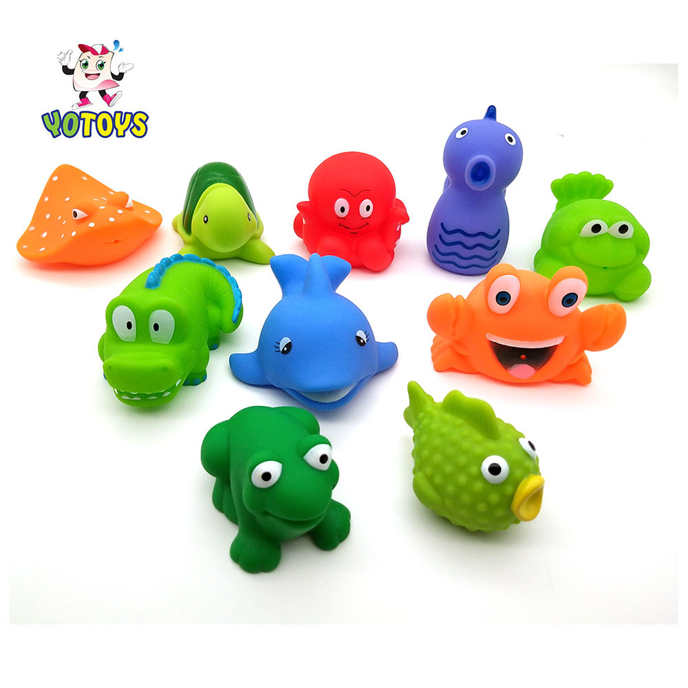 Child Rubber Toy Toddler Baby Bathtub Water Squirter Bathroom Time Shower Toy Set Terrestrial Creatures Bath Toy Animal