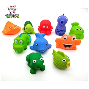 Child Rubber Toy Toddler Baby Bathtub Water Squirter Bathroom Time Shower Toy Set Terrestrial Creatures Bath Toy Animal