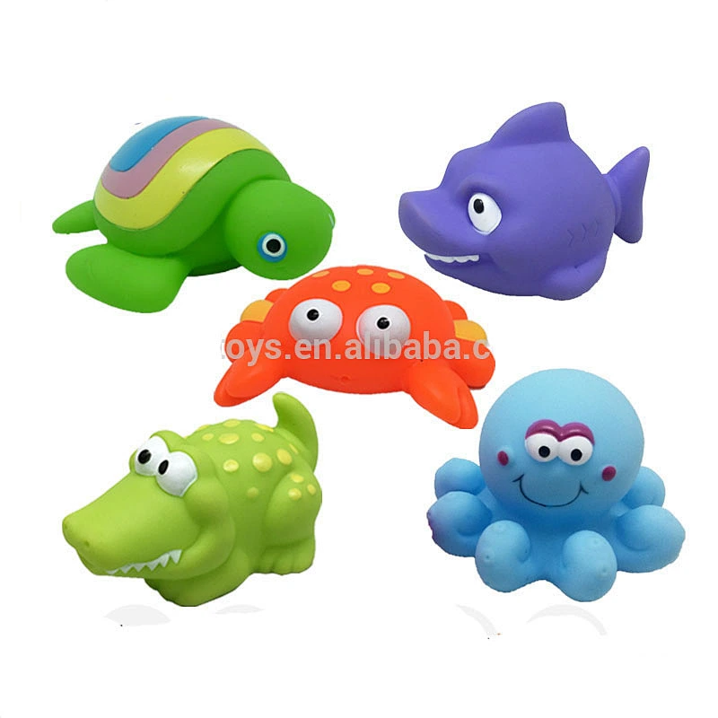 Eco Friendly Vinyl Shark Turtle Crocodile Rubber Octopus Crab Sea Animals Shower Bath tub Toy for Kids