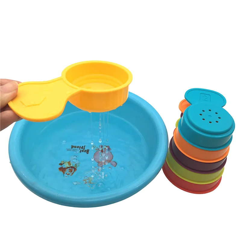 Plastic Stacking Up Cups Game Baby Water Beach Learning Educational Baby Bath Toys for toddler child