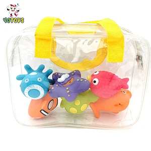 Eco-friendly Plastic Rubber Small Sea Fish Dolphin Animal Pvc Vinyl Baby Bath Toys Sets for Kids Child