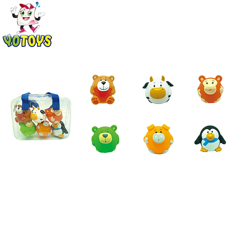 Colorful Cute Baby Mini Rubber Teddy Pig Penguin Animals Water Squirting Bath Toy for Kids Infant