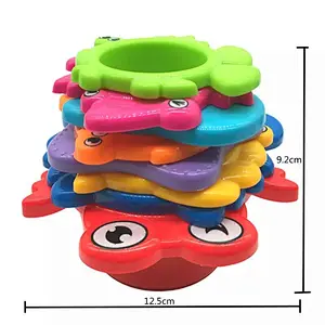 Dongguan Plastic Vinyl Animal Stacking Cup Baby Educational Learning Bath Toys for Toddler Infant Kid