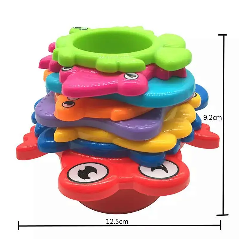 Dongguan Plastic Vinyl Animal Stacking Cup Baby Educational Learning Bath Toys for Toddler Infant Kid