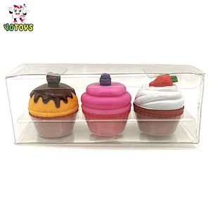 Custom Eco Friendly Vinyl PVC Plastic Simulation Cupcake Model Squeaky Bath Toy for Babies Kids