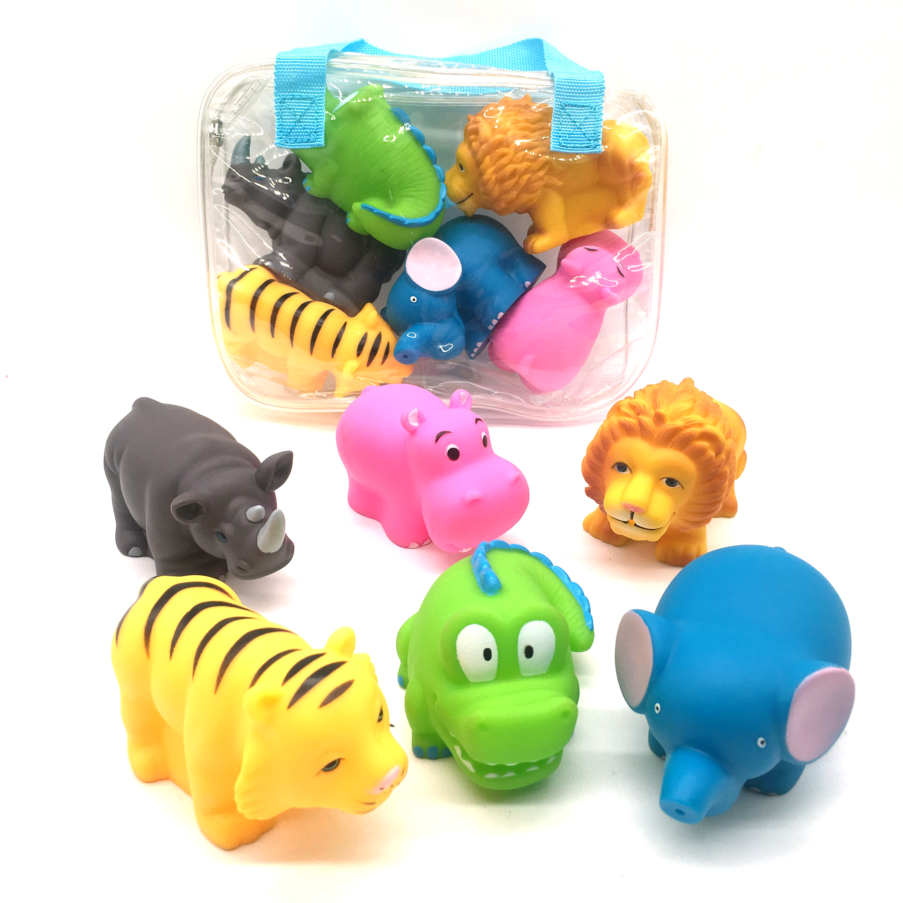 Hippo tiger elephant lion crocodile Pvc Plastic Rubber animal Bath Shower Water bathtub Toys for Baby