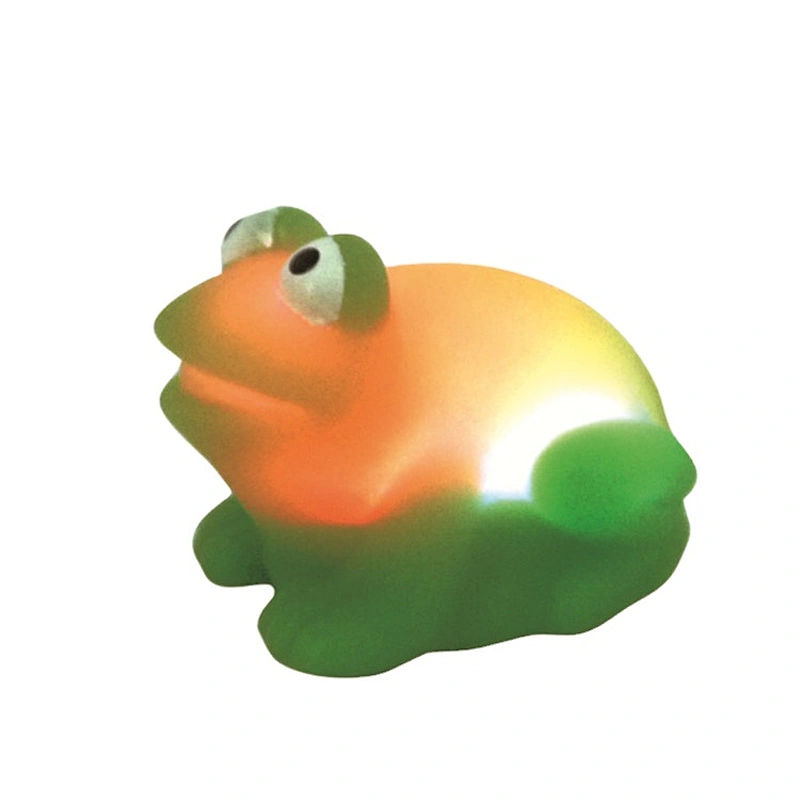 Brinquedos Juguetes Led Light Green Frog Rubber Animal Baby Flashing Light Up Bath Toy for Girls Child