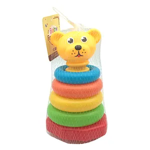 Plastic Diy Stacking Up Animal Teddy Bear Floating Montessori Educational Bath Toys for Baby Infant