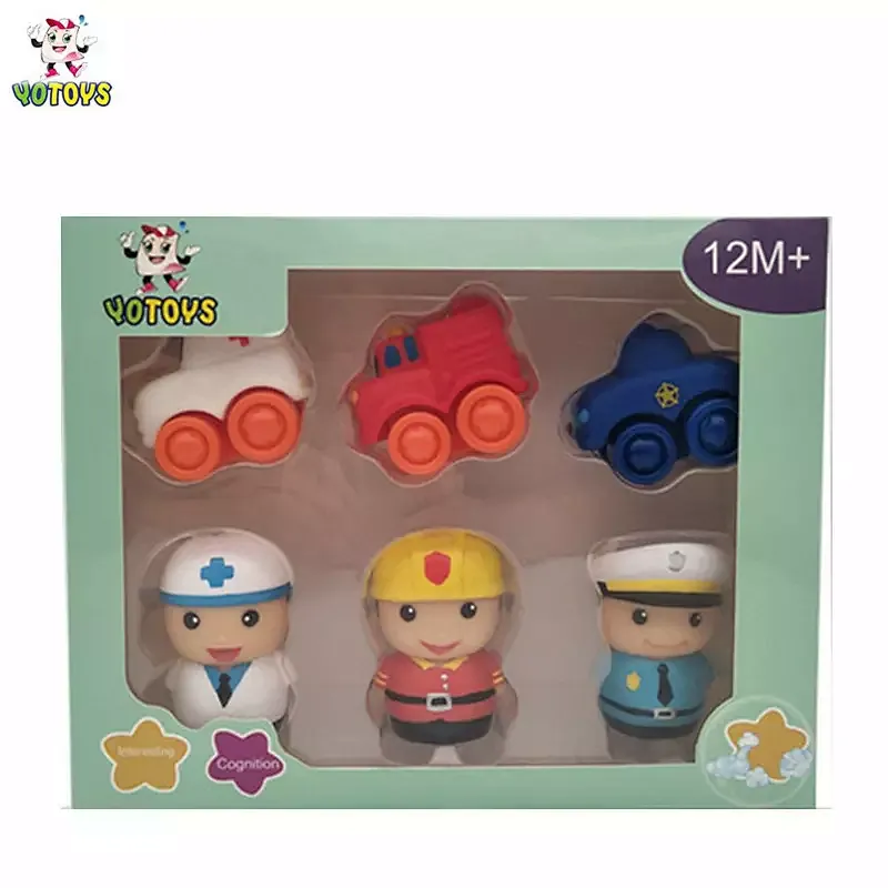 2021 Juguetes Policemen Firemen Figure Ambulance Mini Car vehicle Educational Toy Set for Babies Boy