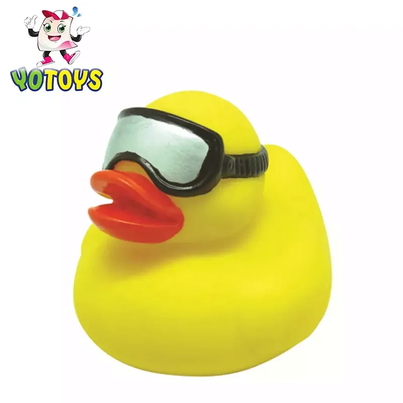 Factory Eco Friendly Plastic Toy Squeaky Toys Yellow Rubber Duck with Glasses Baby Bath Toys for Kids