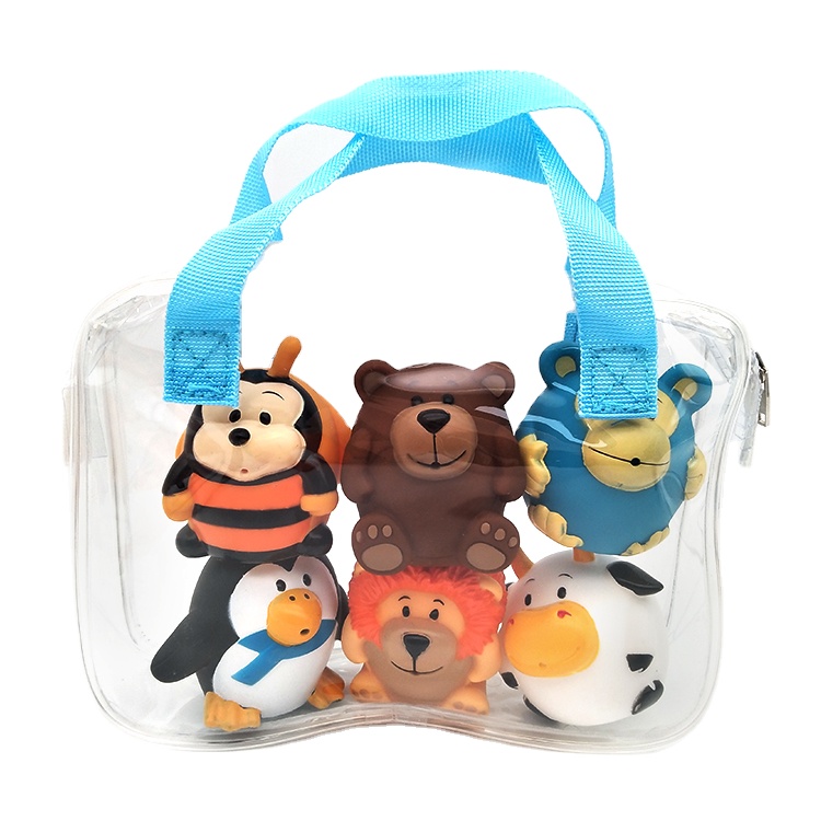 Colorful Cute Baby Mini Rubber Teddy Pig Penguin Animals Water Squirting Bath Toy for Kids Infant