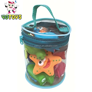 Wholesale Eco Friendly Vinyl Octopus Fish Sealife Toys Set Fountain Squirtes Bath Toys for Kids