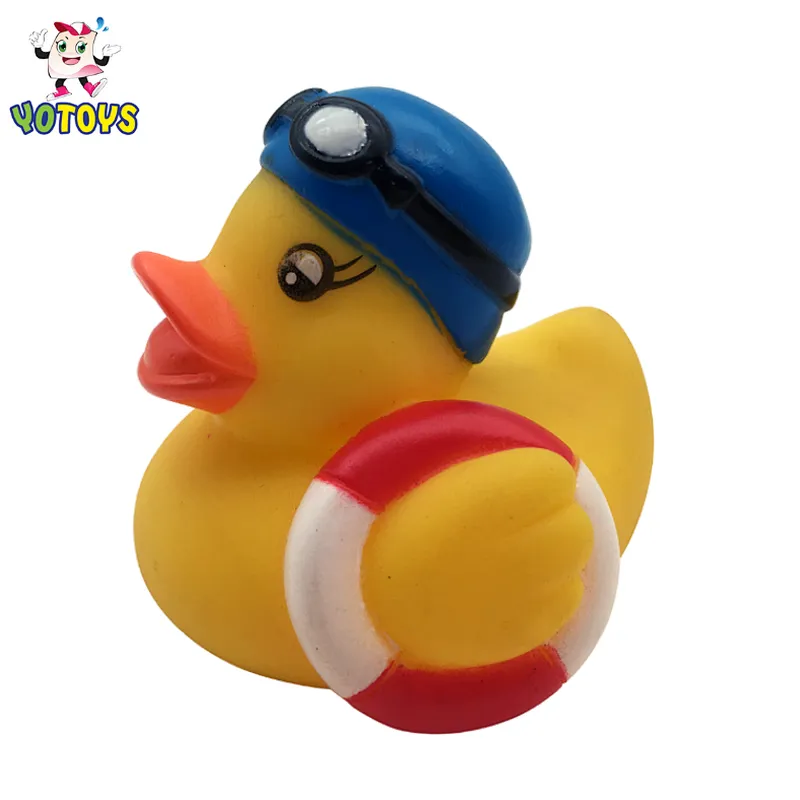 Custom Vinyl Safe eco Soft sport swimming Football rubber duck Ducky Baby Bathing Toys for Kids