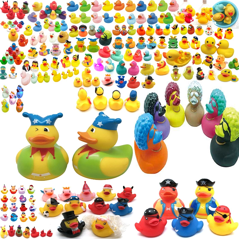Custom PVC  Plastic Duckie  Rubber Duck with Sound Floating Squeaky Shower Bath Toy Rubber Duck for Kids