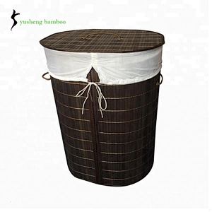 Folding Black  Hotel Weave  Bamboo Laundry Basket