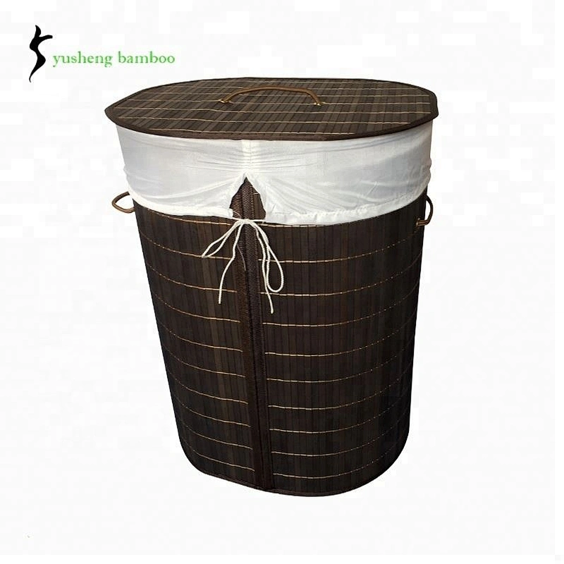 Folding Black  Hotel Weave  Bamboo Laundry Basket