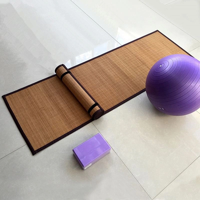 Anti-slip Eco-friendly Exercise Bamboo yogamatte thick with strap