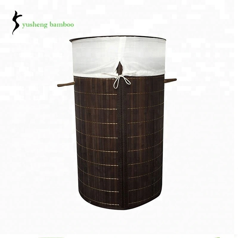 Folding Black  Hotel Weave  Bamboo Laundry Basket