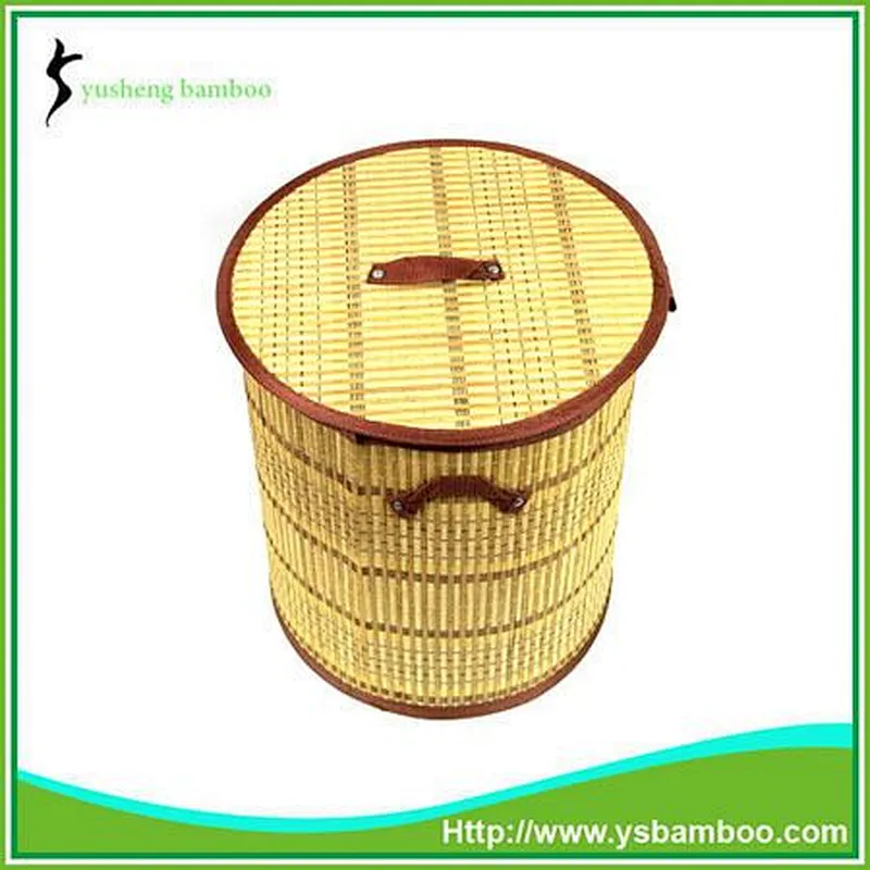 2015 New Design Round Foldable Bamboo Storage Box