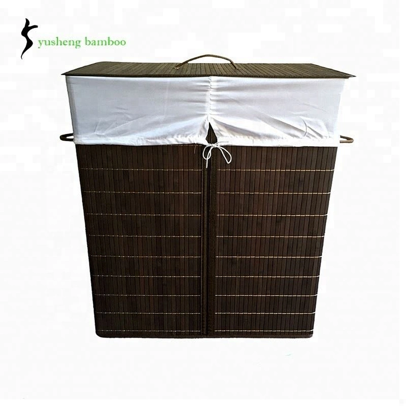 Folding Black  Hotel Weave  Bamboo Laundry Basket