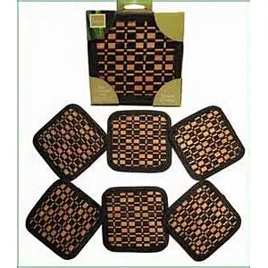Black Side Bamboo Cup Coaster Sets