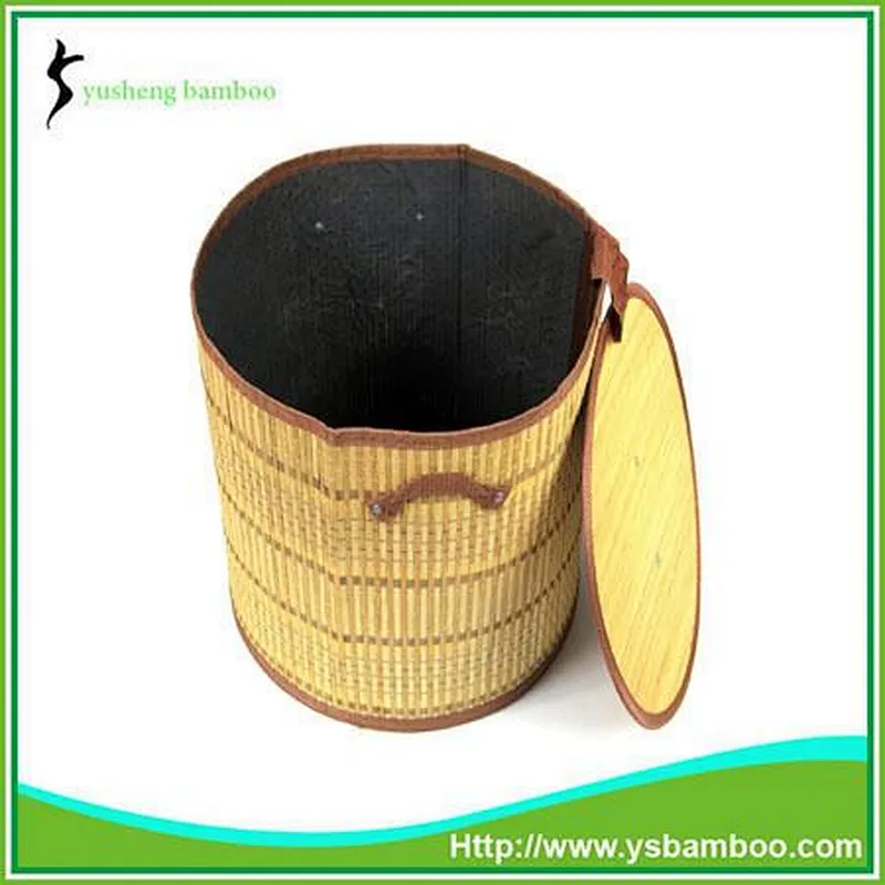 2015 New Design Round Foldable Bamboo Storage Box