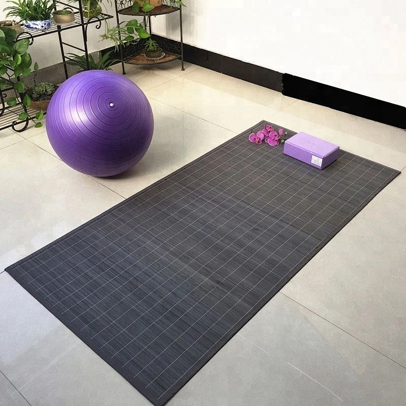 Eco friendly  anti slip bamboo  black yoga mat wholesale