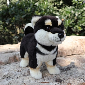 Cute Standing Black Shiba Inu Plush Toy Soft Japanese Dogs Stuffed Animal Kids Toys Birthday Christmas Valentines Gifts